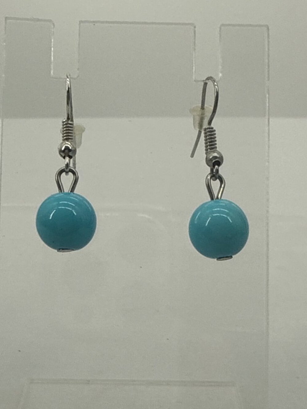 Y2K Boho Turquoise Blue Bead Dangle Earrings Silver Hook Indie Fairycore